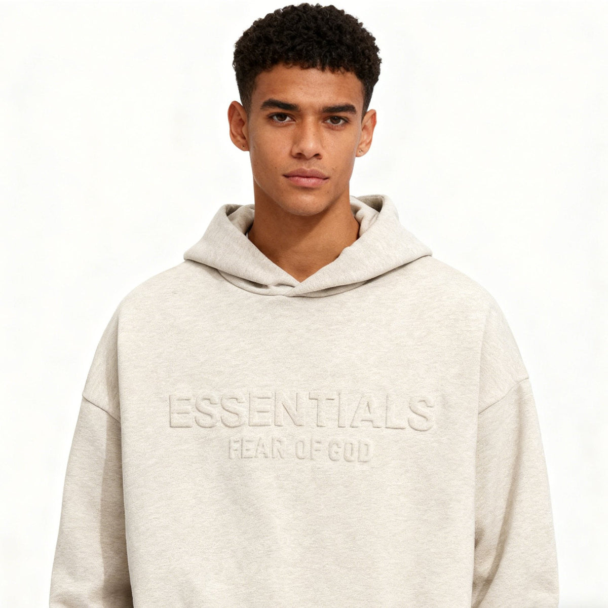 Fear of God Essentials Tonal Logo Light Grey Hoodie — front