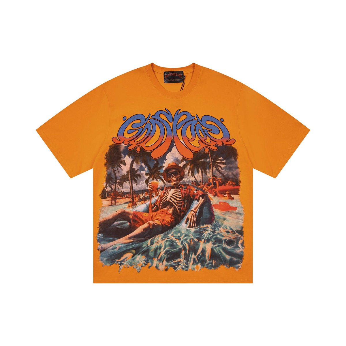 Godspeed Beach Skeleton Graphic T-Shirt — hero