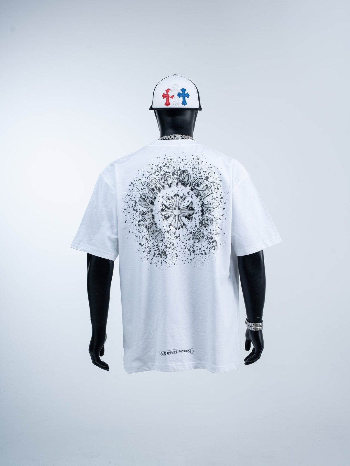 Chrome Hearts Splatter Rhinestone Graphic T-Shirt — context